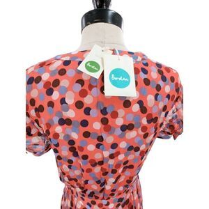 Boden Women Peach Pink Polka Dot Short Sleeve Midi Dress Size 6
